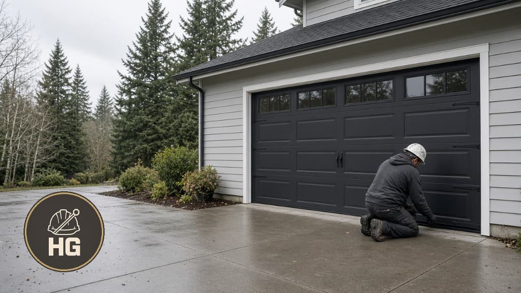 HighGuard technician at a sectional garage door in Happy Valley